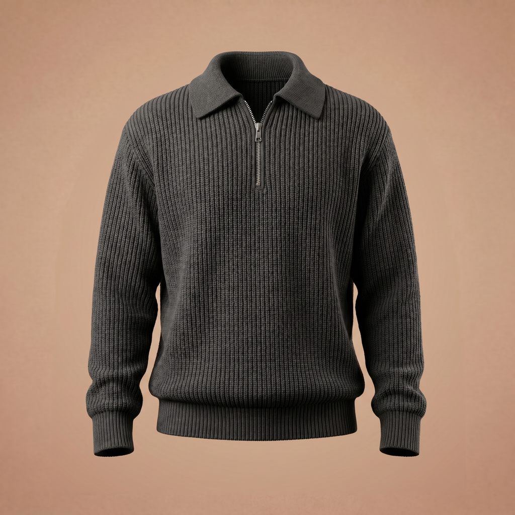 Camisola com Fecho e Gola Polo