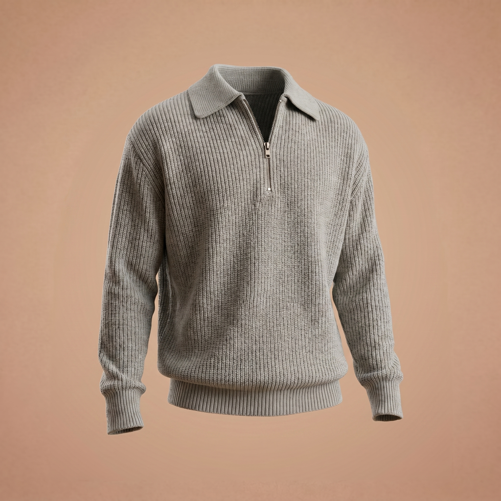 Camisola com Fecho e Gola Polo