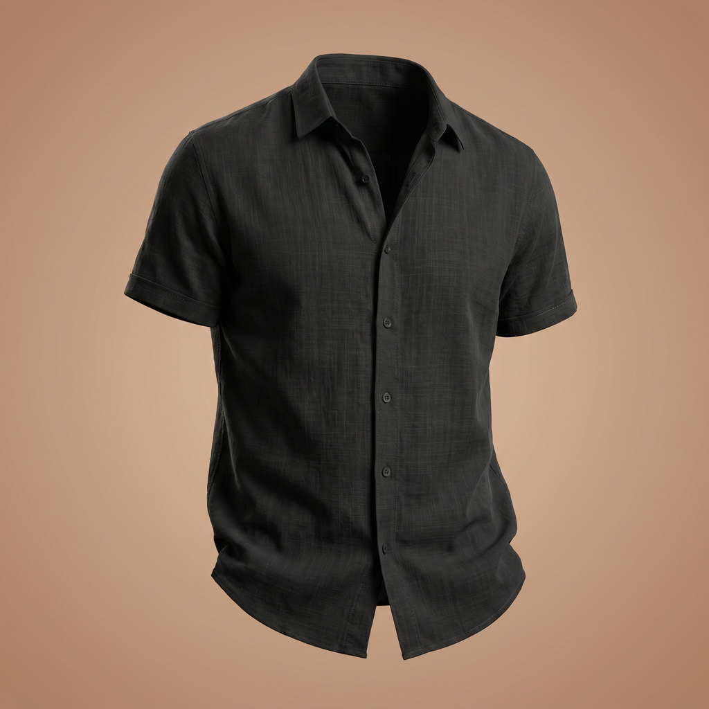 Camisa de Linho de Manga Curta