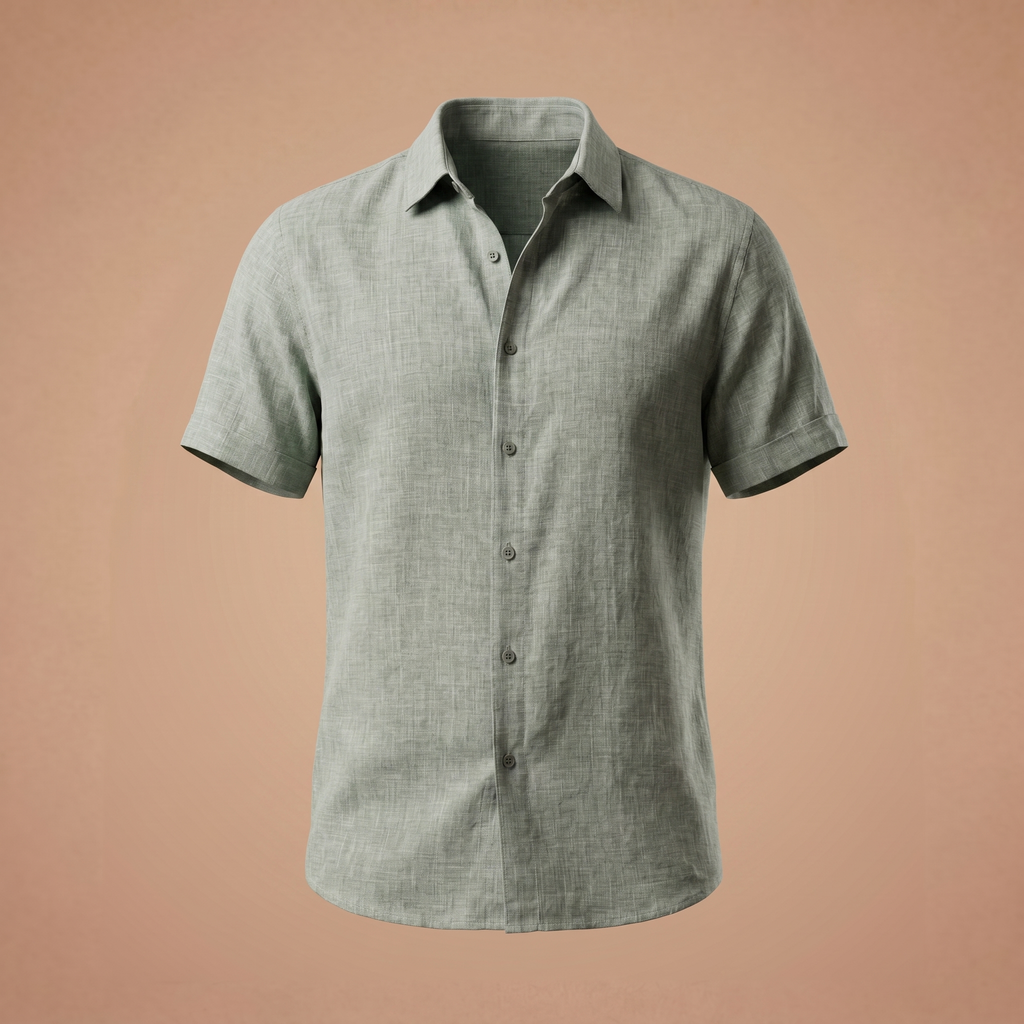 Camisa de Linho de Manga Curta