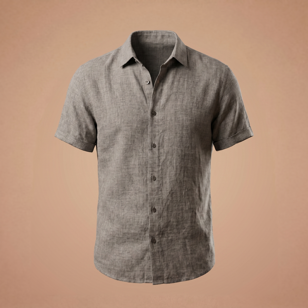 Camisa de Linho de Manga Curta